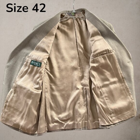 Croft Barrow Basics Men's Lt Taupe Notched Collar Dressy Suit Sport Coat Size 42 - Picture 3 of 4